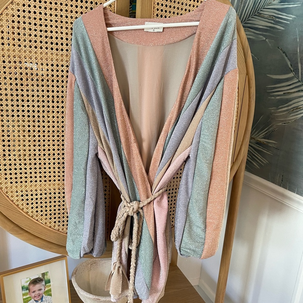 Adorable Pastel Sparkly Wrap Dress!